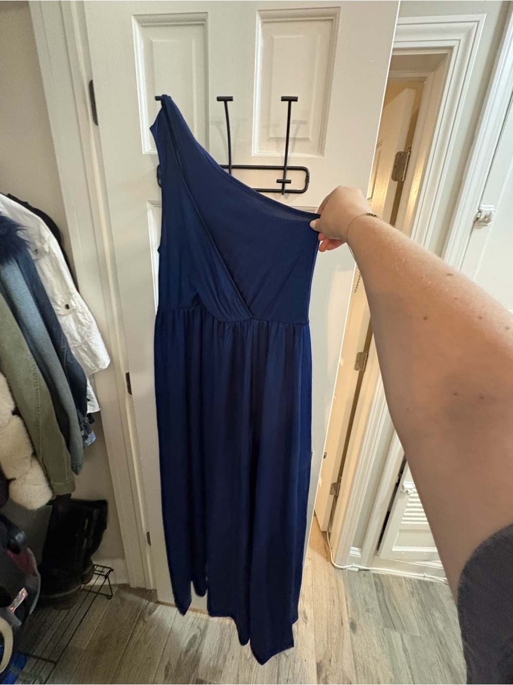 One-Shoulder Navy Blue Women's Dress